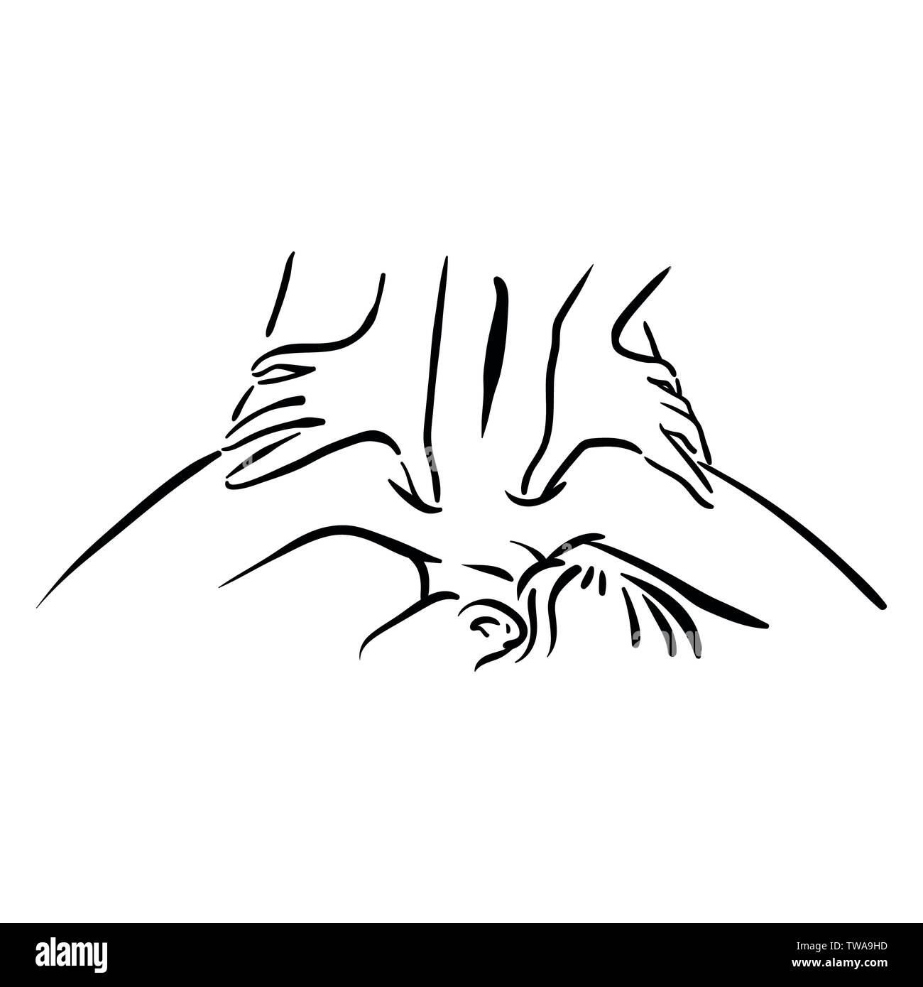 Vector hand drawn illustration du processus de massage sur fond blanc Illustration de Vecteur