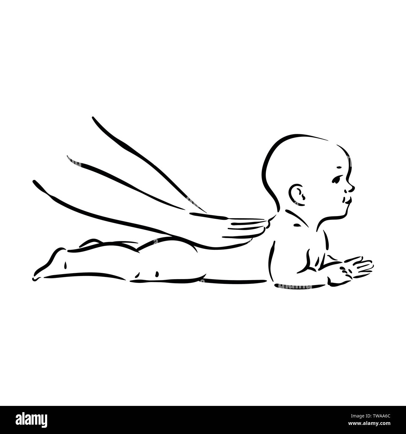 Vector Hand Drawn Illustration Du Processus De Massage De Bebe Sur Fond Blanc Image Vectorielle Stock Alamy
