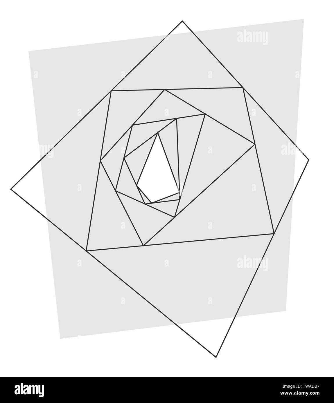 L'abstraction monochrome avec des cadres qui forment rhombus tunnel sur fond beige. L'impression. Silhouettes de figures géométriques Banque D'Images