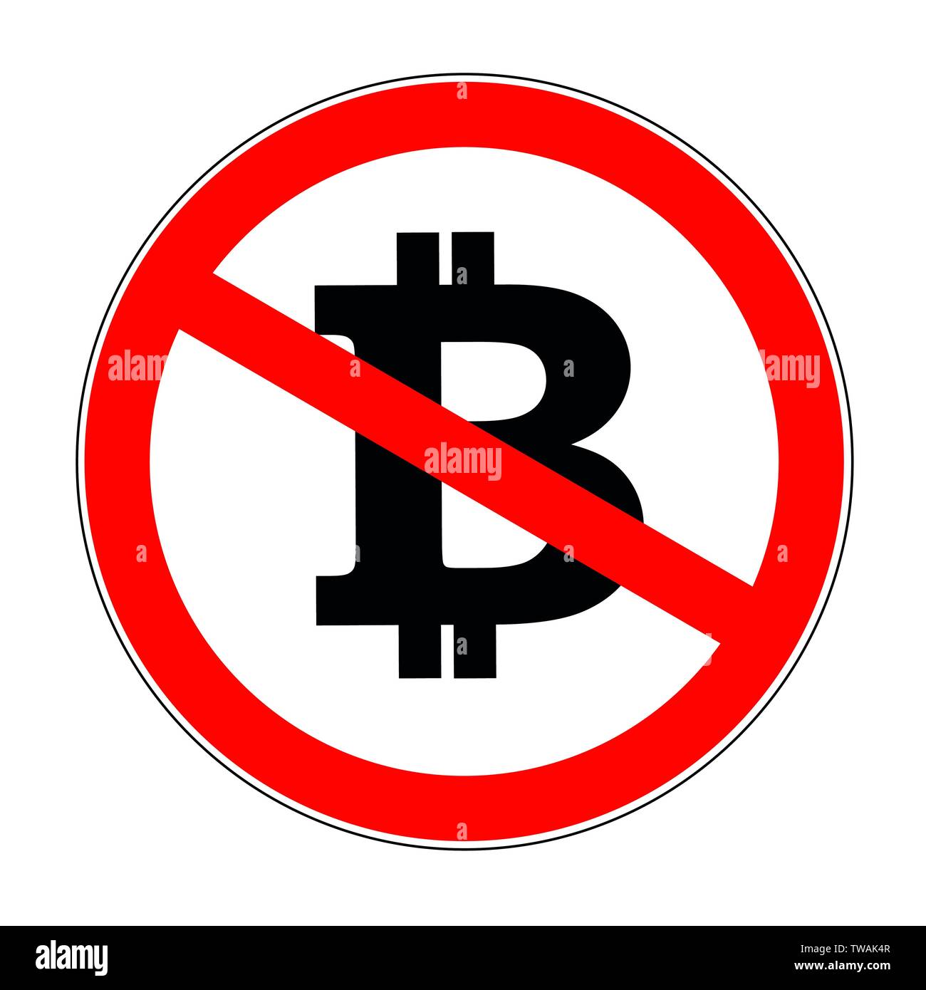 Devise crypto bitcoin interdite warning sign icon vector illustration EPS10 Illustration de Vecteur