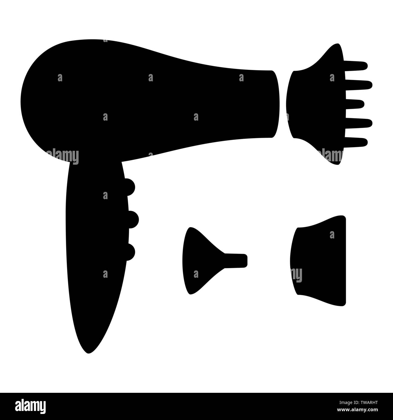 Sèche-cheveux noir et blanc ensemble silhouette buses Illustration de Vecteur Sèche-cheveux noir et blanc ensemble silhouette buses Illustration de Vecteur