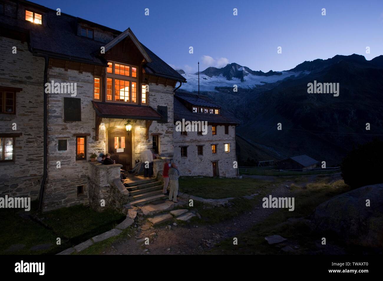 Autriche, Tyrol, Alpes de Zillertal, cabane de Berlin. Banque D'Images