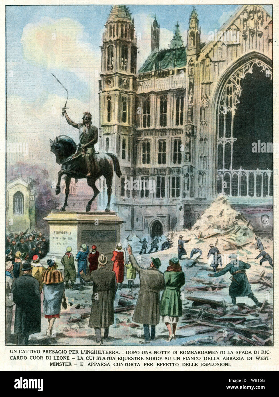 Richard I statue frappé pendant la Seconde Guerre mondiale Banque D'Images