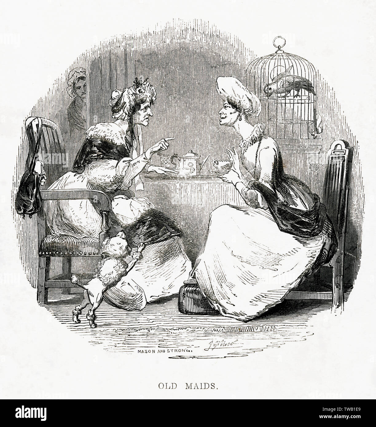 DEUX VIEILLES FEMMES DE MÉNAGE 1842 Banque D'Images
