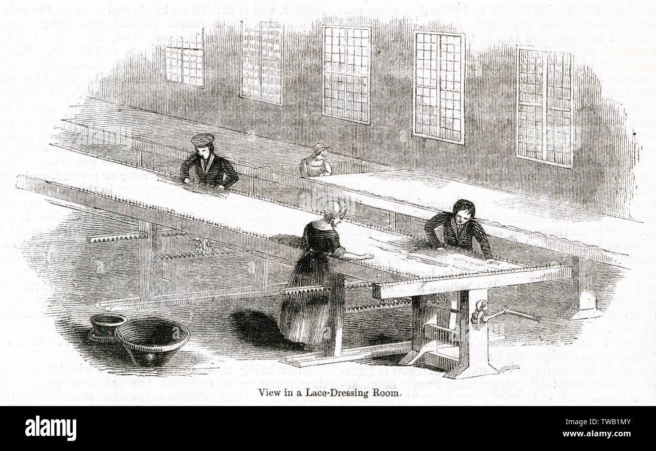 Dressing de dentelle à la Nottingham Lace Factory 1843 Banque D'Images