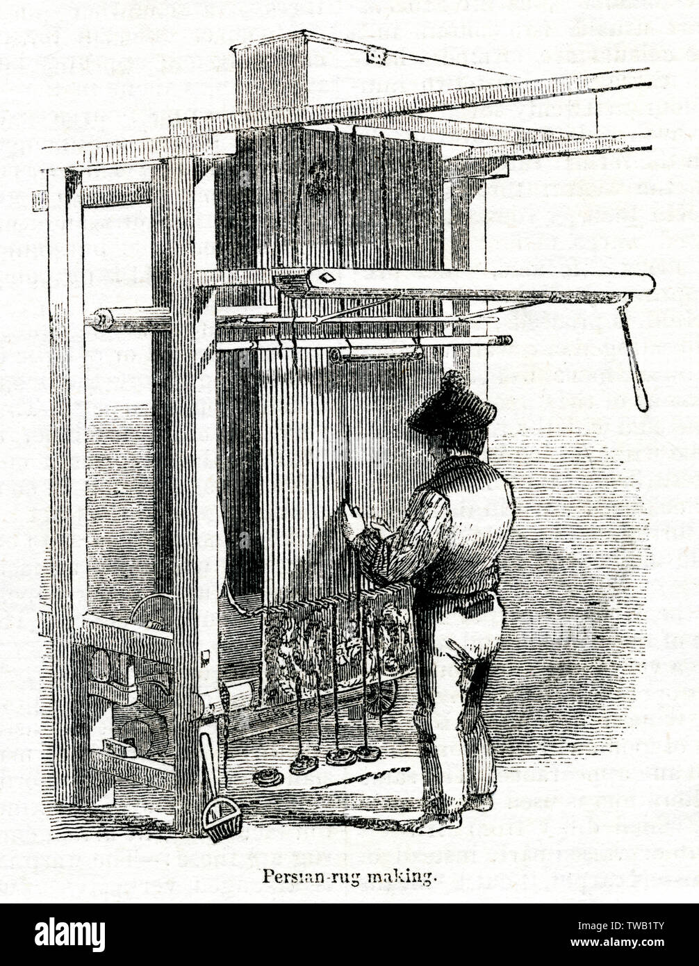 Fabrication de tapis persan, Glasgow 1843 Banque D'Images
