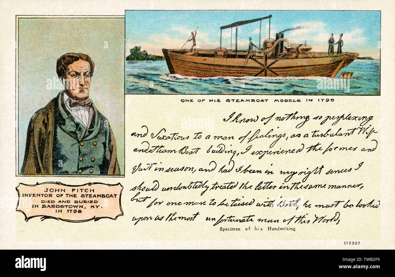 John Fitch - inventeur américain du bateau à vapeur Banque D'Images
