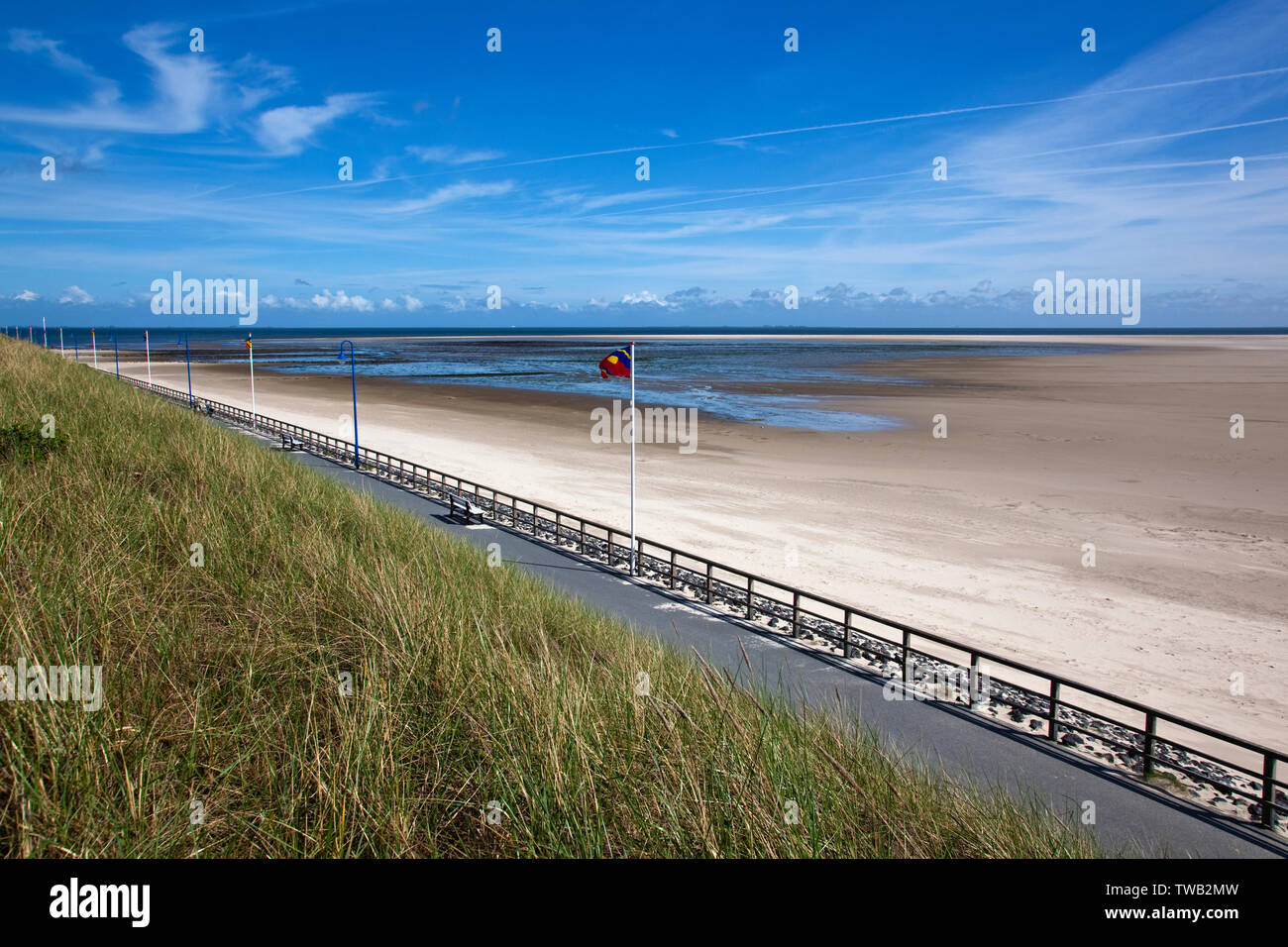 Allemagne, Schleswig-Holstein, vue sur la plage à Wittduen, ile Amrum, Mer du Nord . Banque D'Images