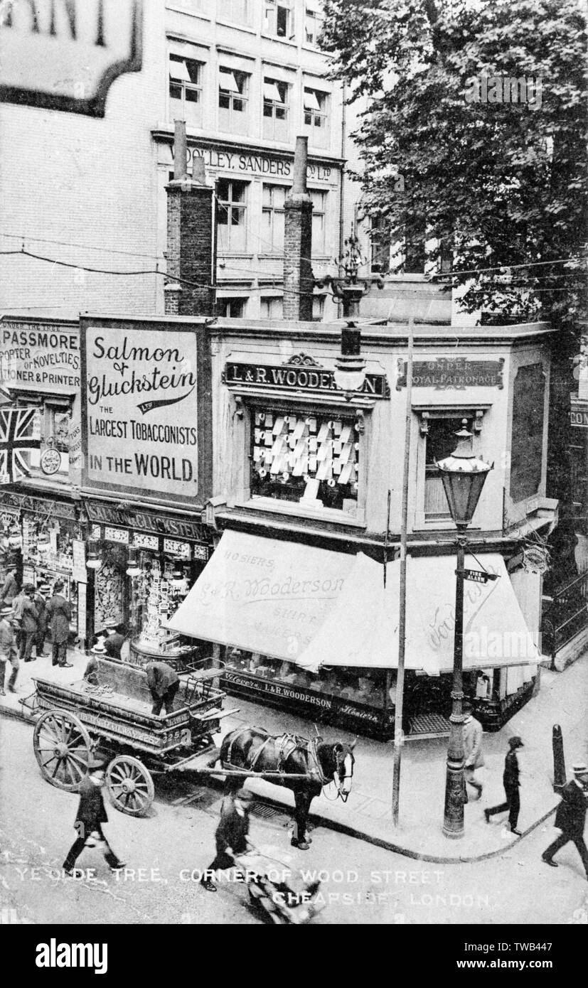 E Olde Tree tobacconist shop, Cheapside, Londres Banque D'Images
