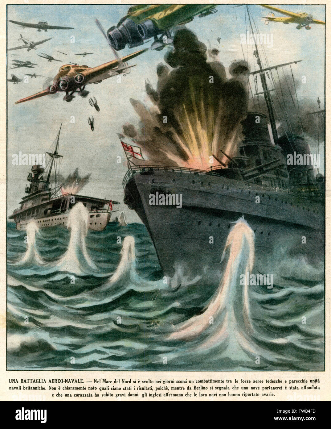 Bataille aérienne et maritime entre les forces britanniques et allemandes, WW2 Banque D'Images