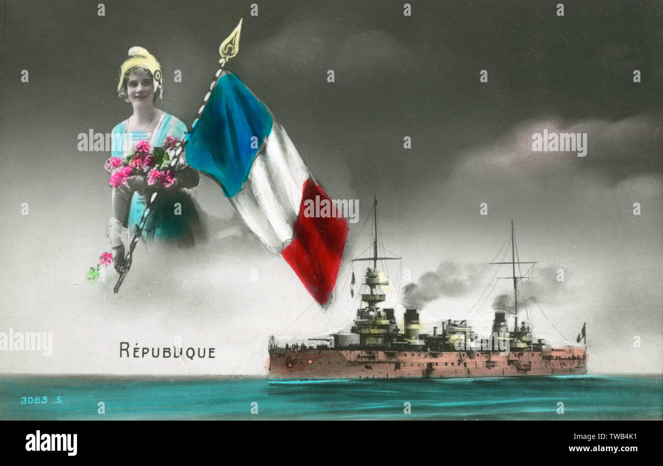 1st classement Français pré-deadnight Battleship la République Banque D'Images