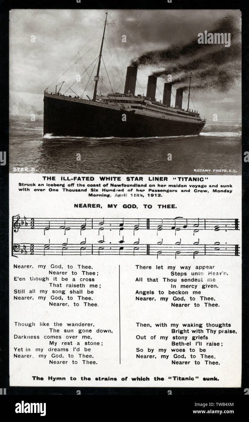 Hymne auquel le Titanic a coulé et photo de la chemise Banque D'Images