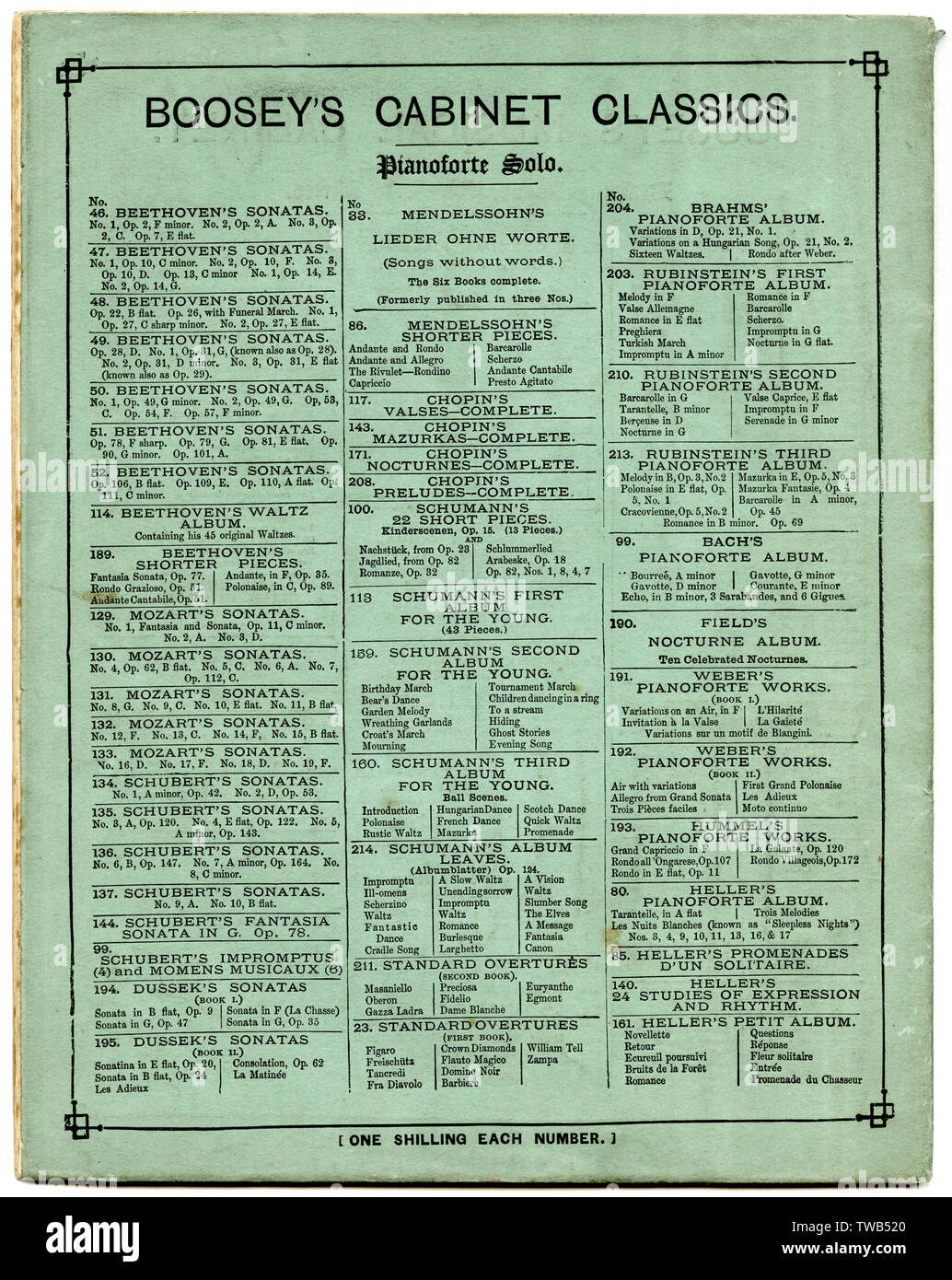 Publicité, Cabinet musical de Boosey, pièces de la salle de dessin Banque D'Images