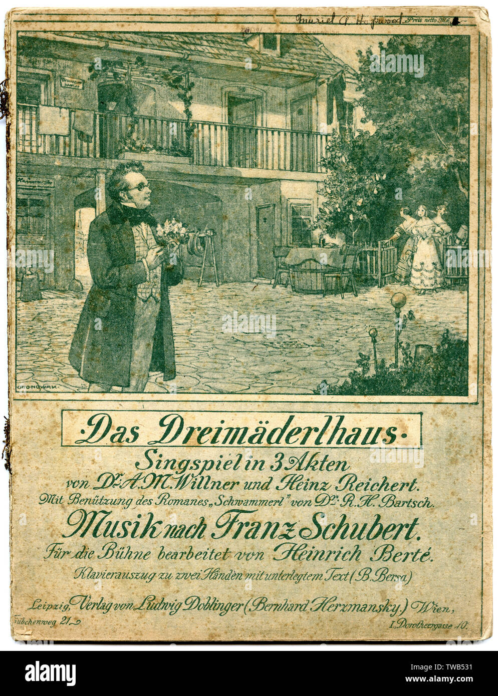 Couverture musicale, Das Dreimaderlhaus, par Franz Schubert Banque D'Images