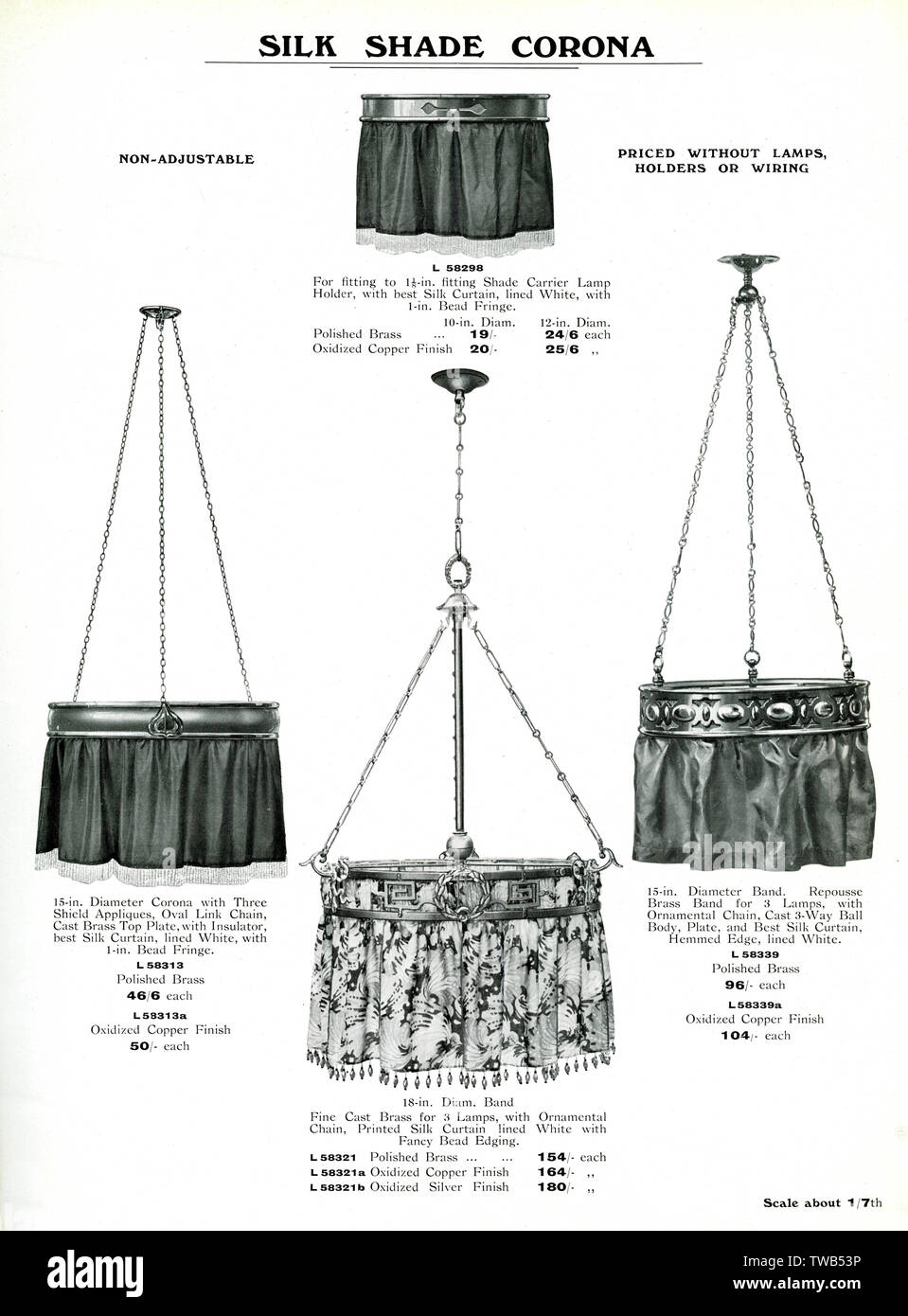 Catalogue de luminaires électriques, Silk Shade Corona Banque D'Images