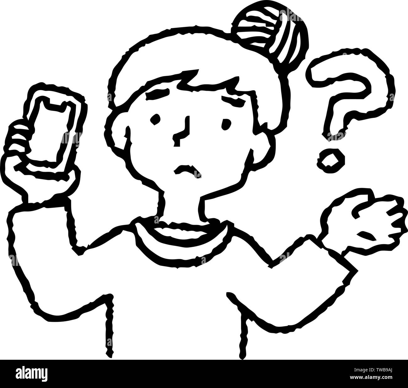 C'est une illustration de style analogique de woman using smartphone paiement. Illustration de Vecteur