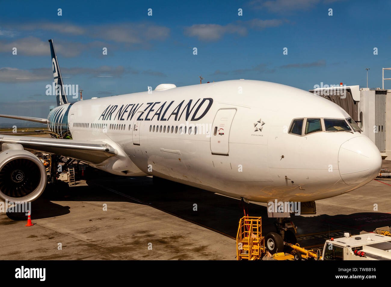 Air New Zealand Avion, l'Aéroport International d'Auckland, île du Nord, Nouvelle-Zélande Banque D'Images