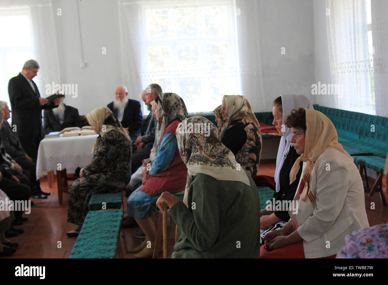 Fédération Molokans prier dans la chambre en İvanovka prier/Azerbaïdjan Banque D'Images