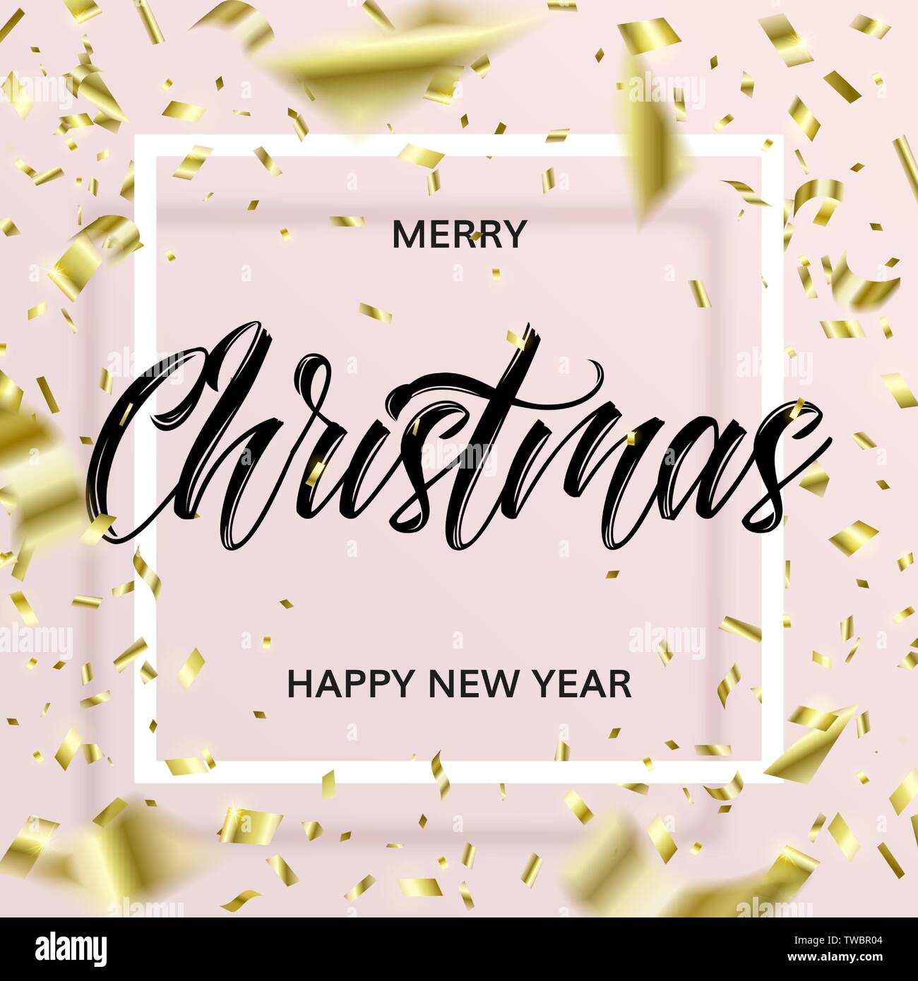 Lettrage noir Noël dans le cadre carré Illustration de Vecteur