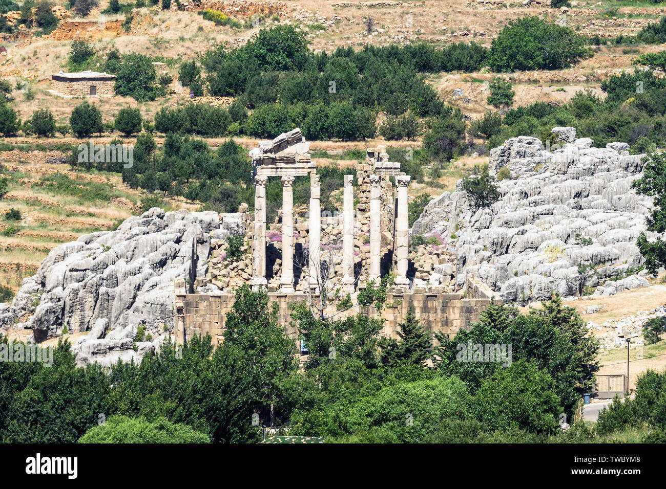 Temple d'Adonis, vestiges romains, Faqra, Liban Banque D'Images