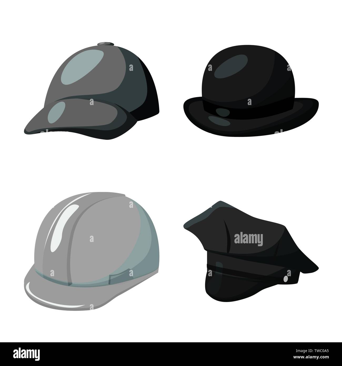 Vector illustration de hat et le casque de signe. Ensemble de hat et profession d'illustration vectorielle stock. Illustration de Vecteur