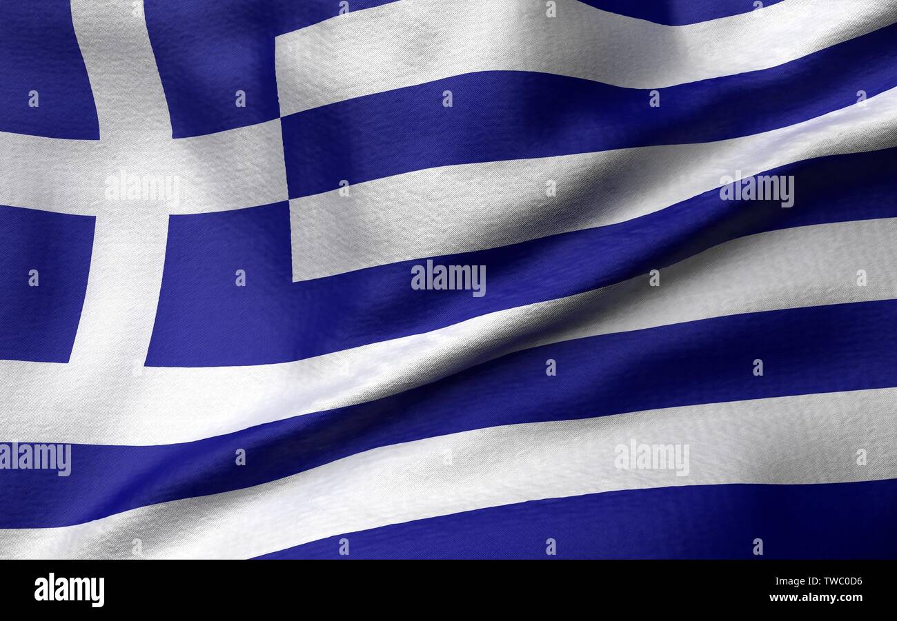 Illustration 3D de la Grèce d'un drapeau Banque D'Images