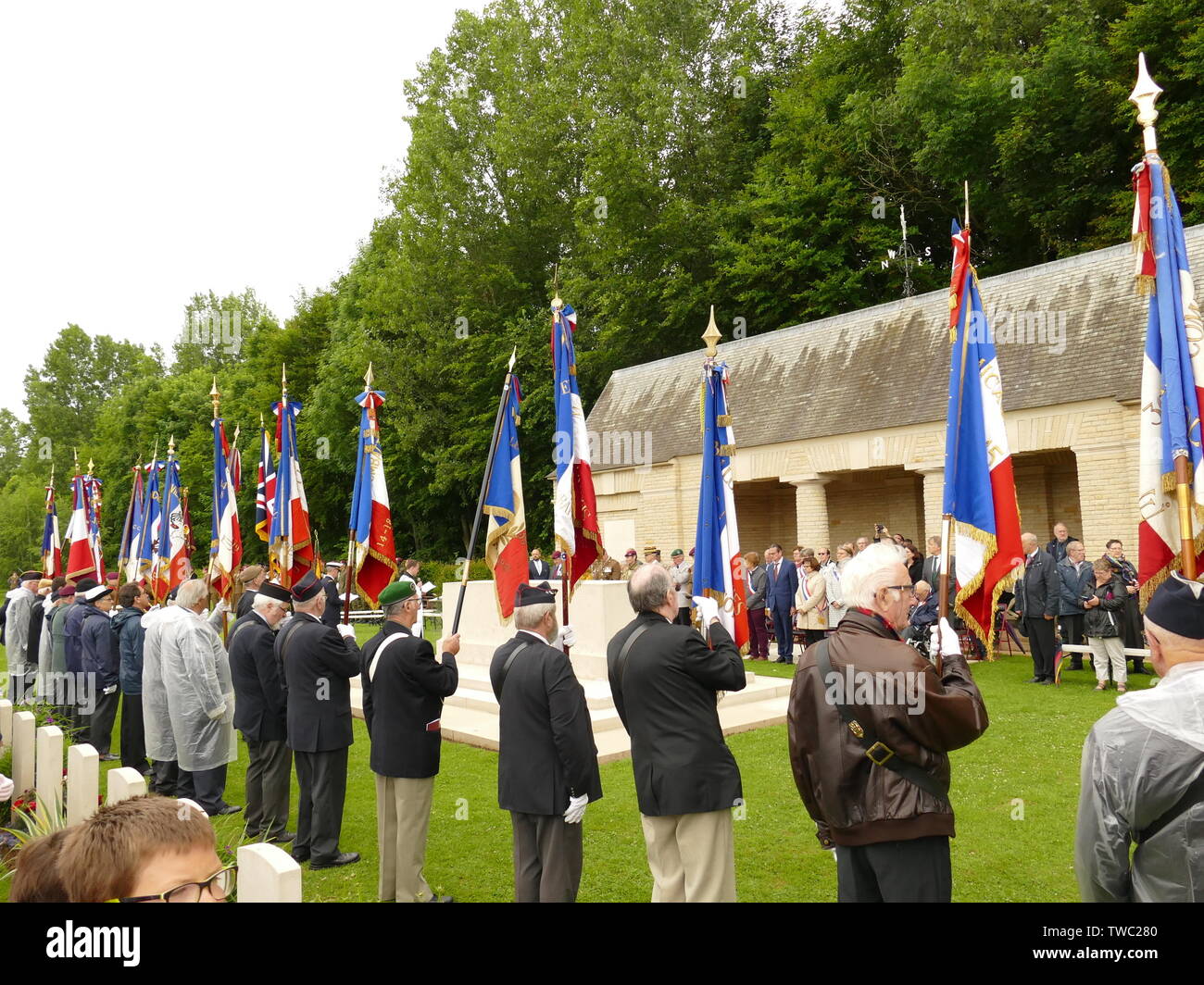 Commémoration au cimetière militaire britannique de Banneville la Campagne (Calvados) du vendredi 07 juin 2019 Banque D'Images