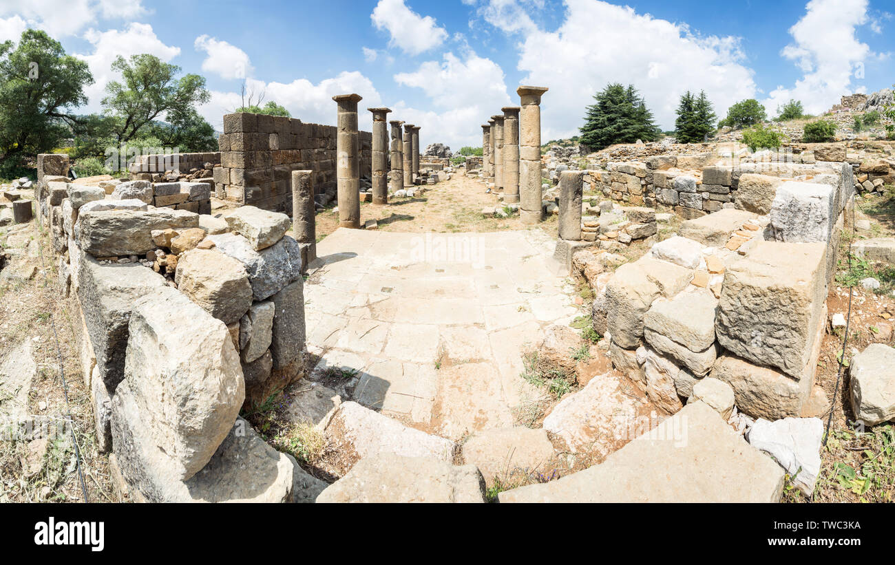 Ruines de l'église Byzantine, Faqra, Liban Banque D'Images