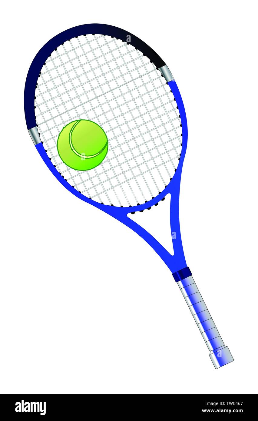 Une seule raquette de tennis et la balle isolated over a white background Illustration de Vecteur