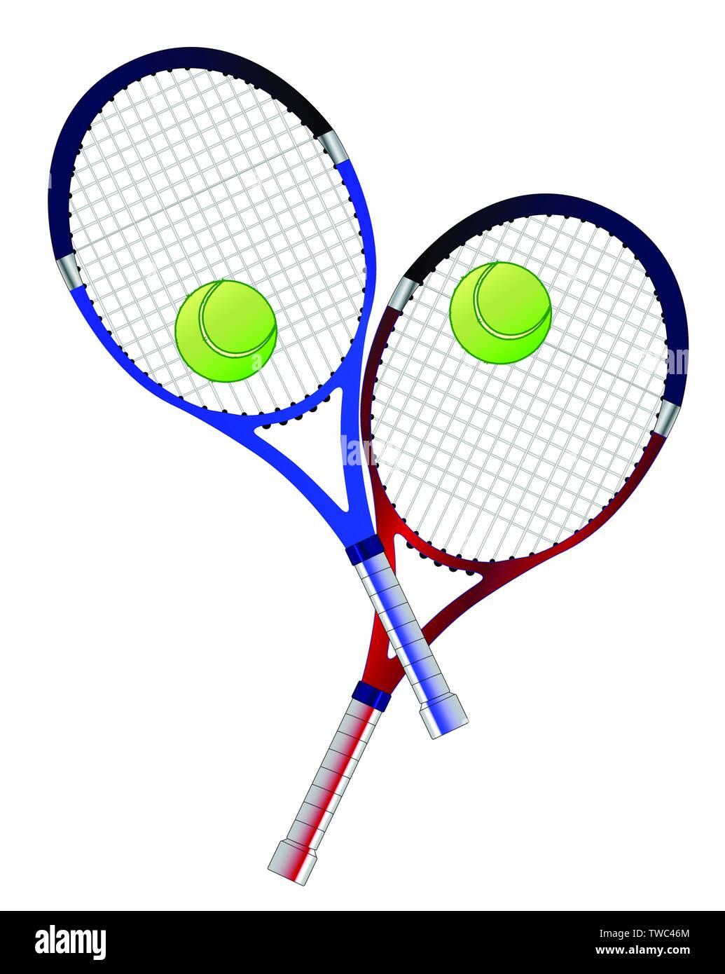 Une paire de raquettes et balles isolé sur fond blanc Illustration de Vecteur