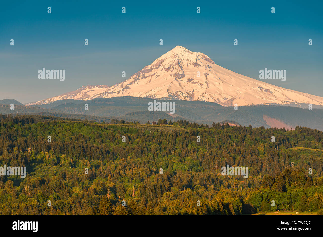 Jonsrud Viewpoint est un point situé dans la ville de Sandy dans l'état américain de l'Oregon. Le point de vue offre des télescopes et d'une vue imprenable sur Moun Banque D'Images