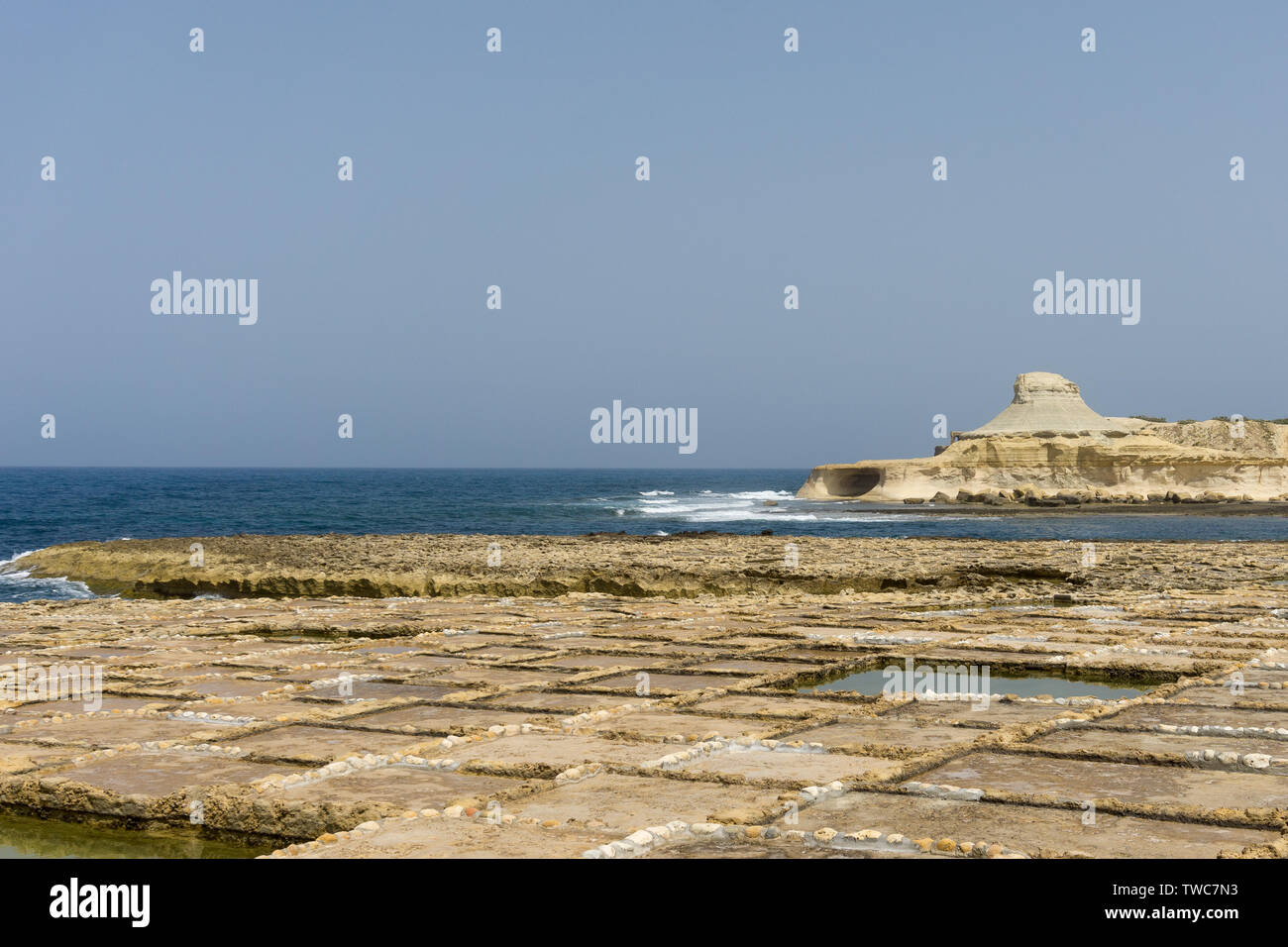 Les marais salants de l'île de Gozo, Malte Banque D'Images