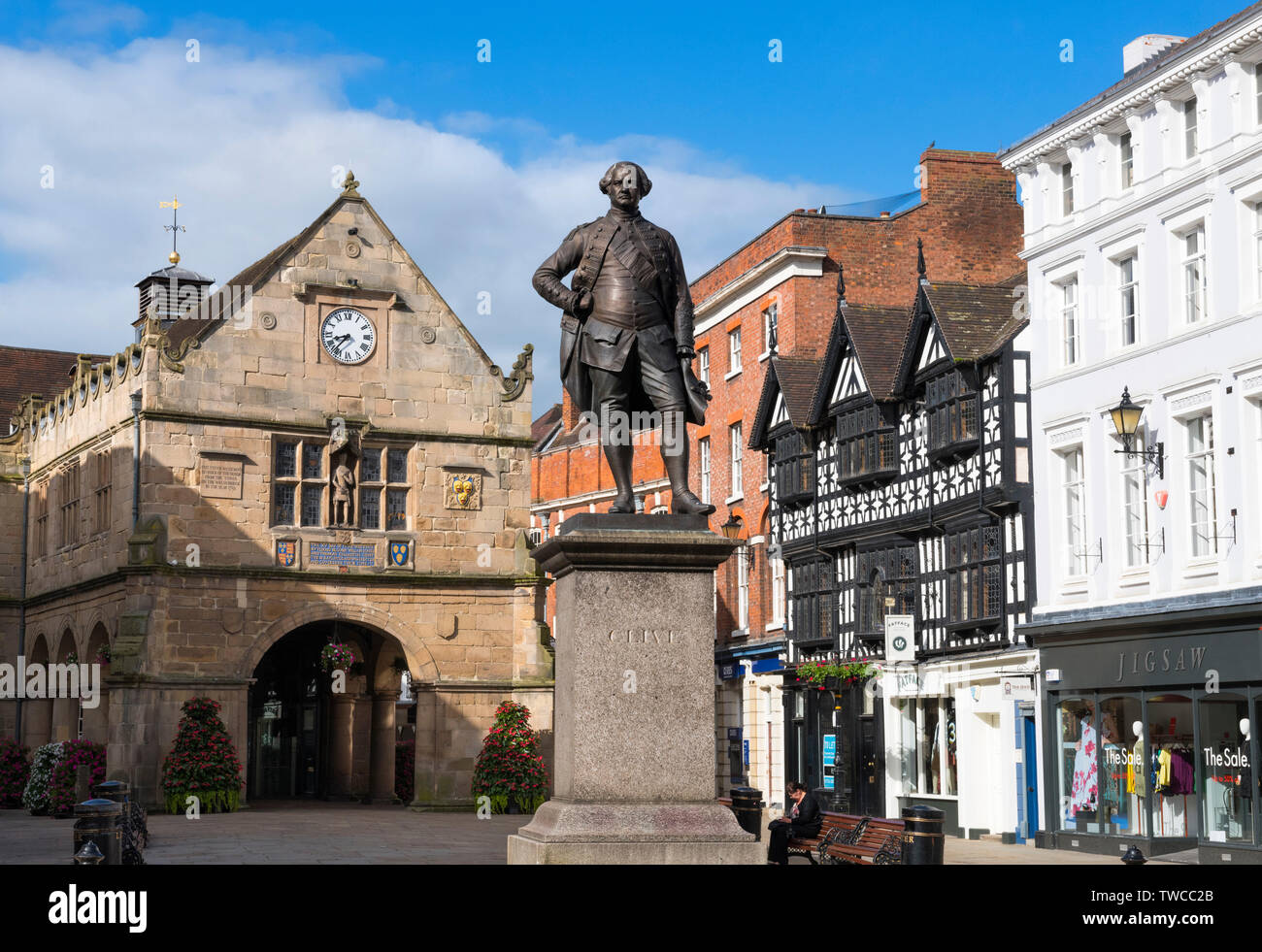 Statue de Robert Clive dans le Square, Shrewsbury, Shropshire. Banque D'Images