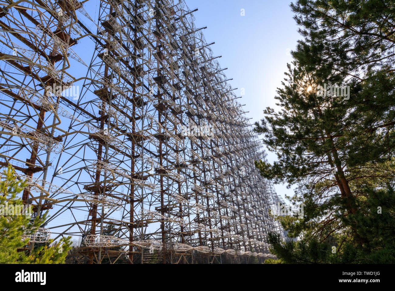 L'Europe de l'Est, l'Ukraine, Pripyat, Tchernobyl. Duga-1 array radar. Banque D'Images