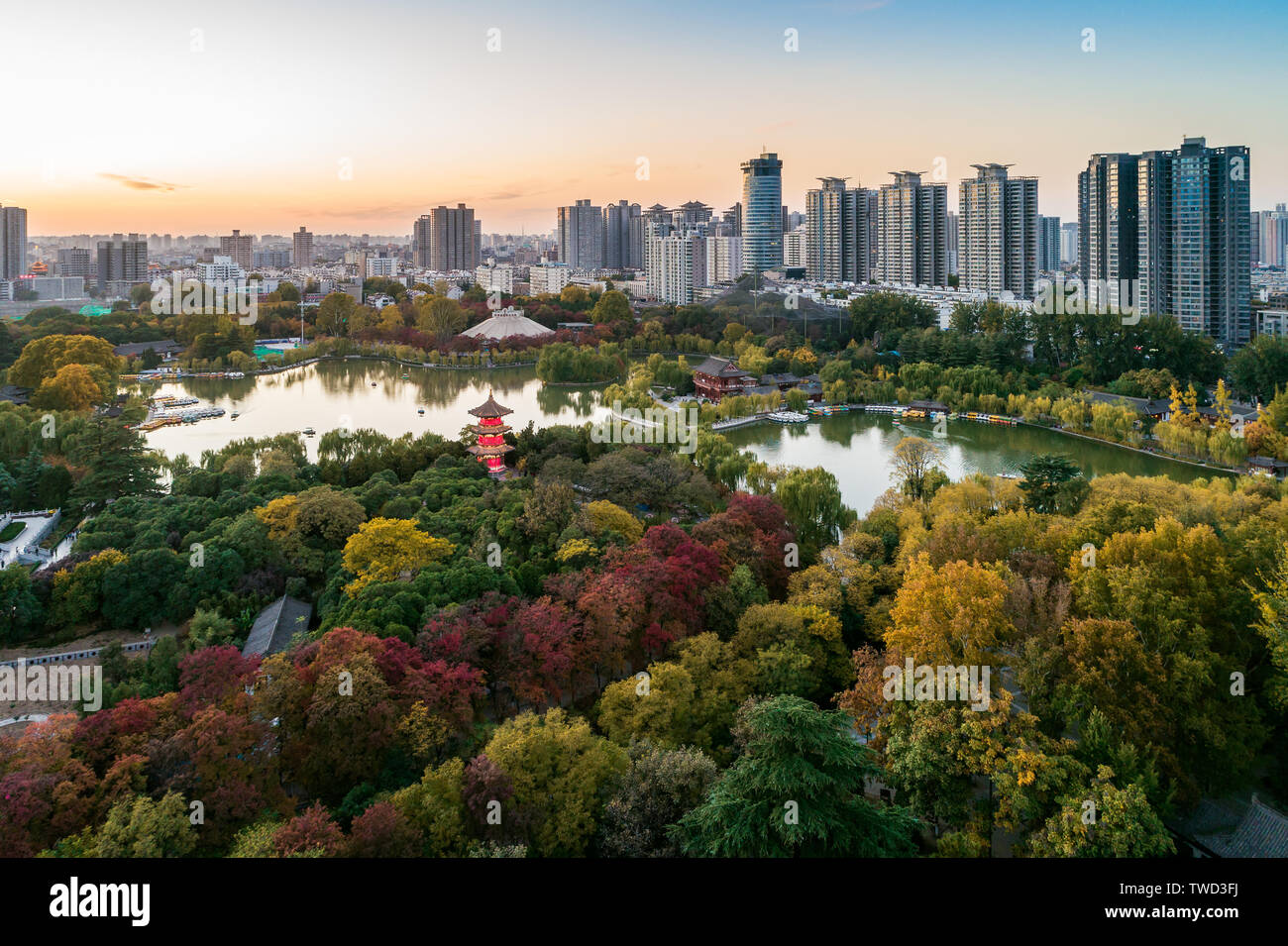 Vue aérienne du Palais de Xingqing, Xi'an Banque D'Images