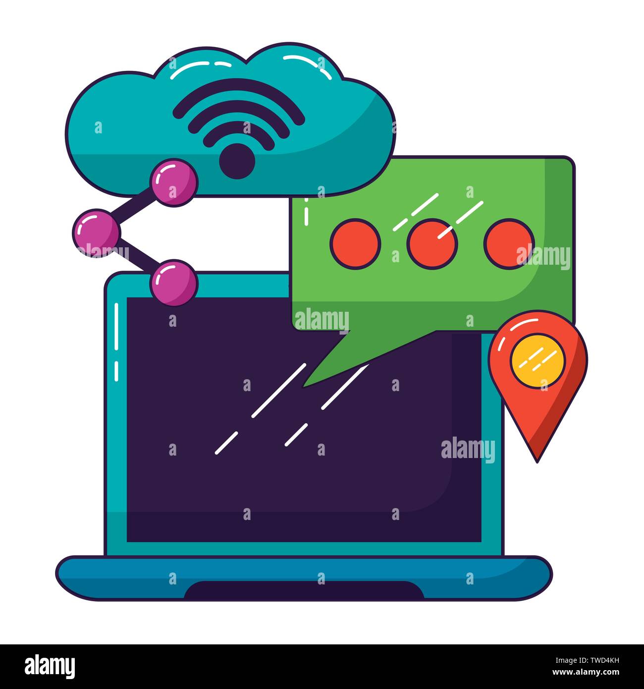 Coffre talk bubble cloud computing connexion Wi-Fi au réseau local connexion libre vector illustration Illustration de Vecteur