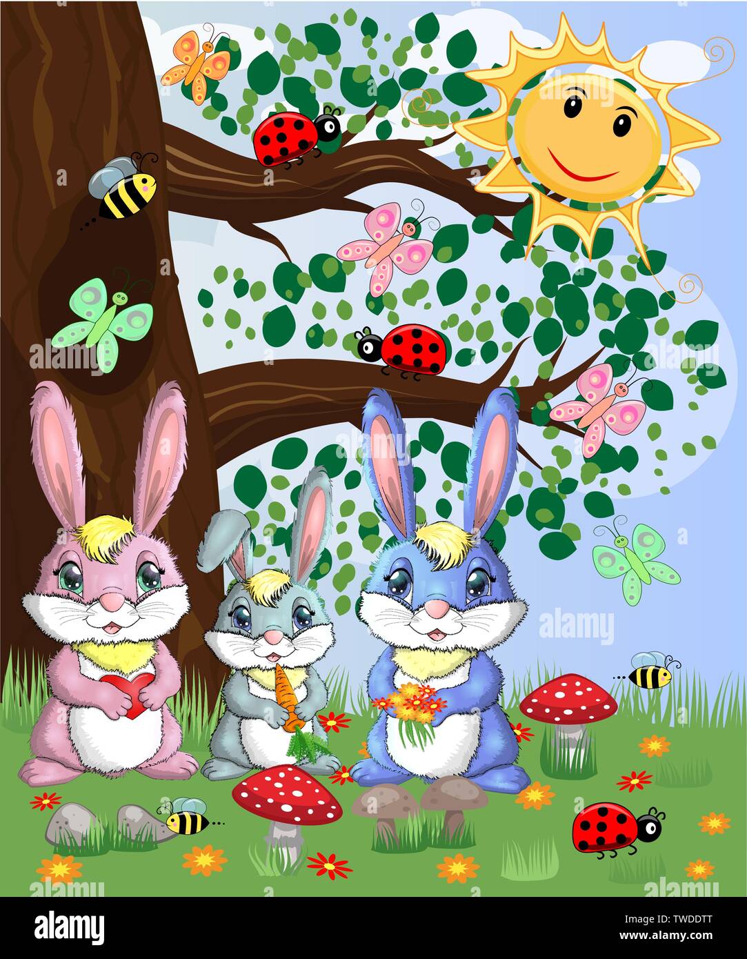 Une Famille De Trois Lapins Dans Une Clairiere De La Foret Maman Papa Bebe Printemps L Amour Carte Postale Image Vectorielle Stock Alamy Une Famille De Trois Lapins Dans Une Clairiere De La Foret Maman Papa Bebe Printemps L Amour Carte Postale Image Vectorielle Stock Alamy