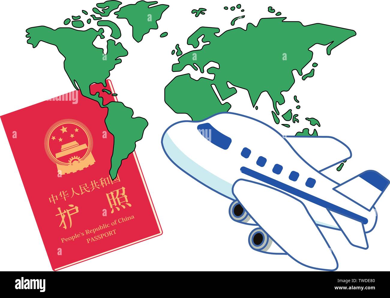 C'est l'illustration d'un passeport chinois, qui est écrit en chinois comme un passeport. Illustration de Vecteur