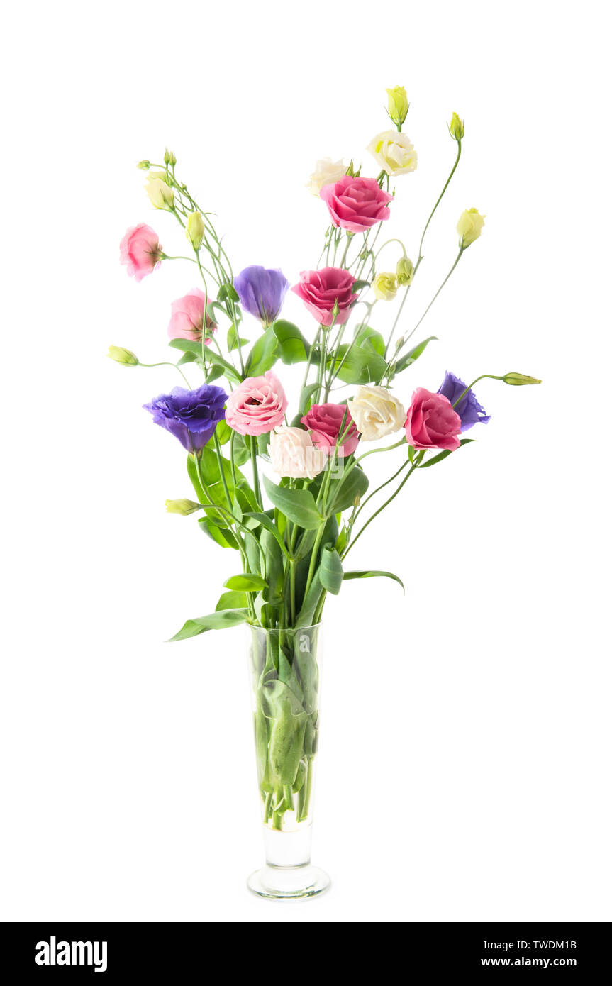 De belles fleurs bouquet dans un vase de verre Banque D'Images