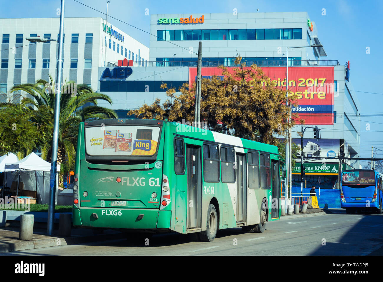 Sur la route de bus Transantiago Banque D'Images