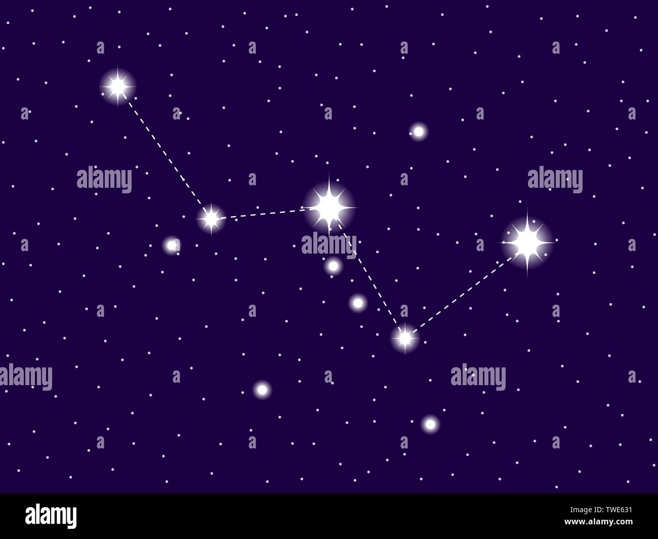 La constellation de Cassiopée. Ciel étoilé. Vector illustration Illustration de Vecteur