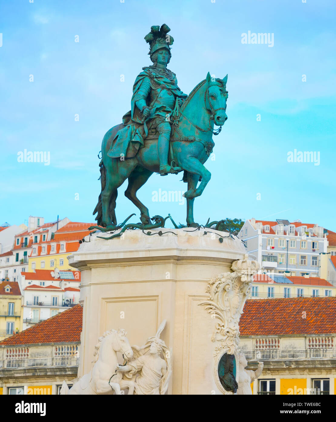 La statue équestre du roi Jose I. Lisbonne, Portugal Banque D'Images