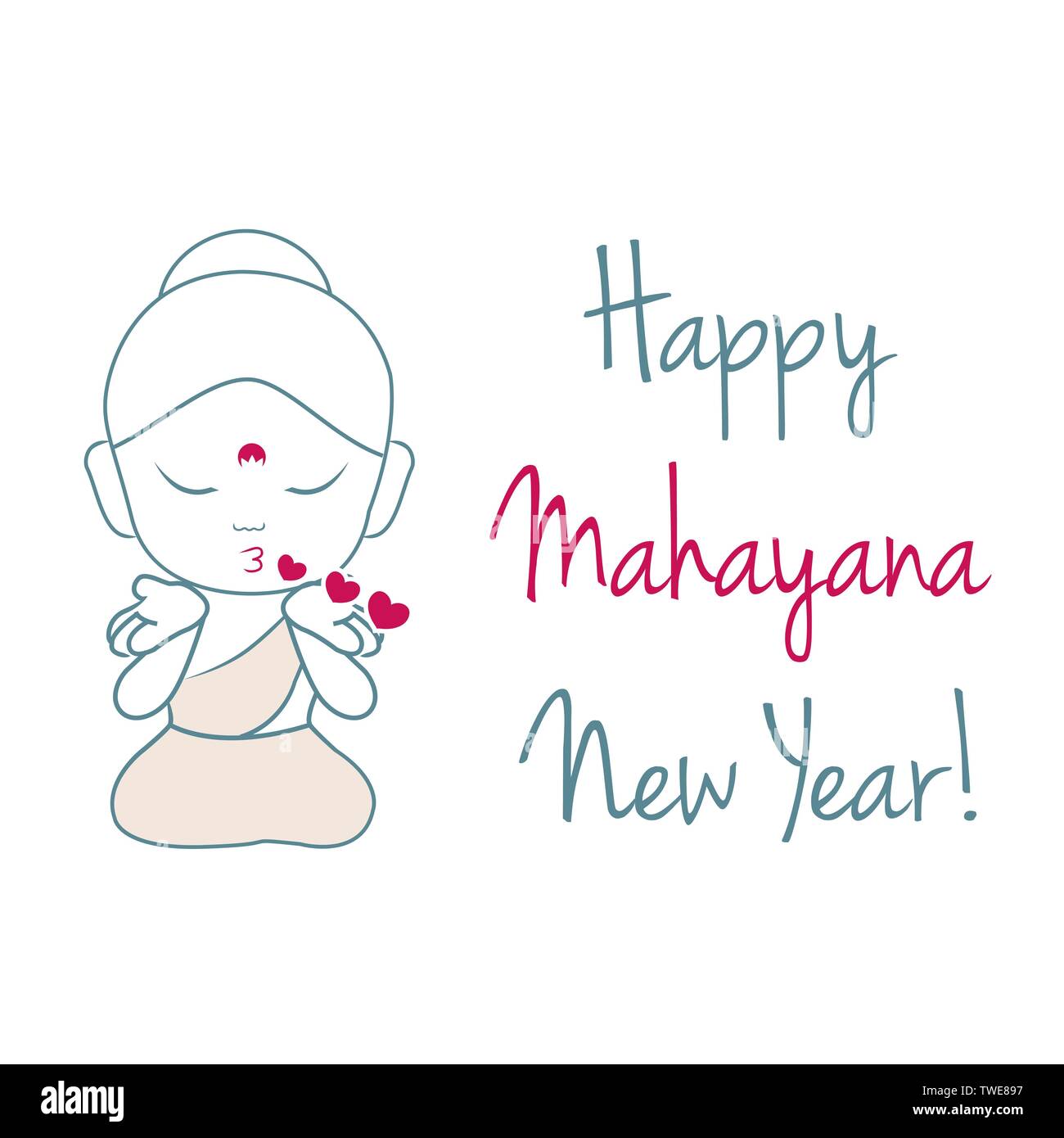 Bonne année Mahayana - joli Bouddha avec des salutations chaudes Image  Vectorielle Stock - Alamy