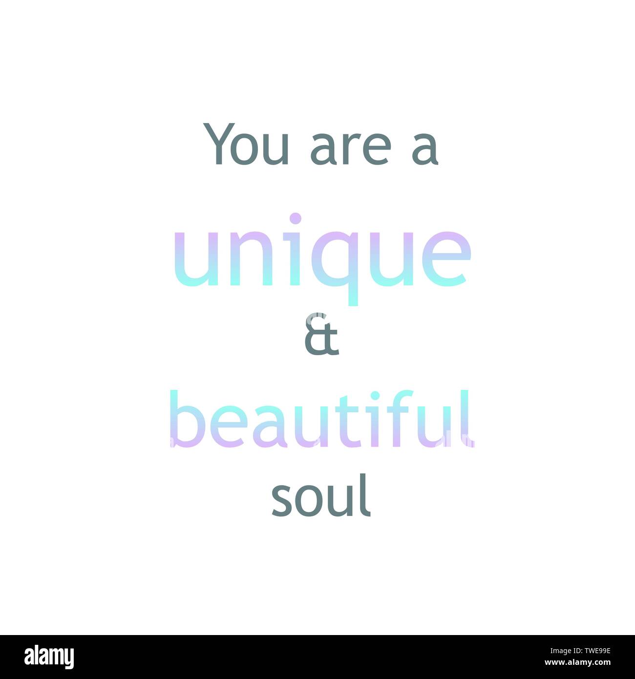 Vous Etes Une Ame Unique Et Belle Affirmation Positive Citation Motivationnelle Image Vectorielle Stock Alamy
