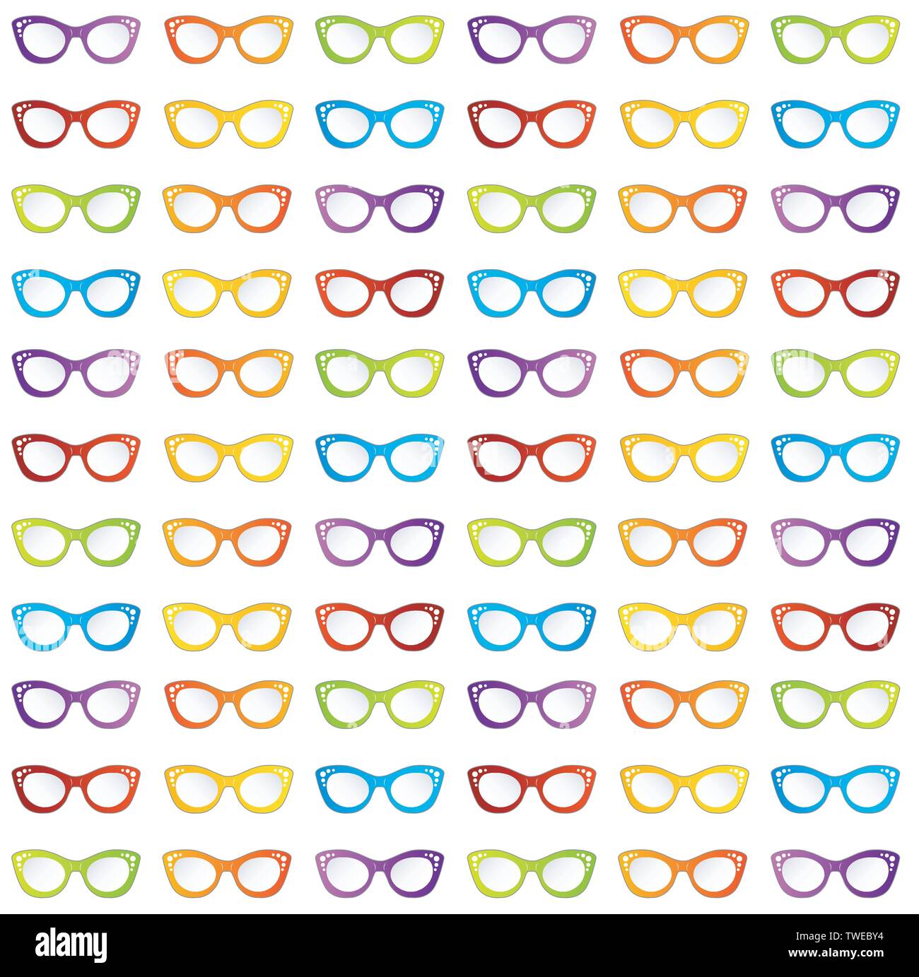 Lunettes lunettes vintage été colorés en forme des yeux de chat Illustration de Vecteur