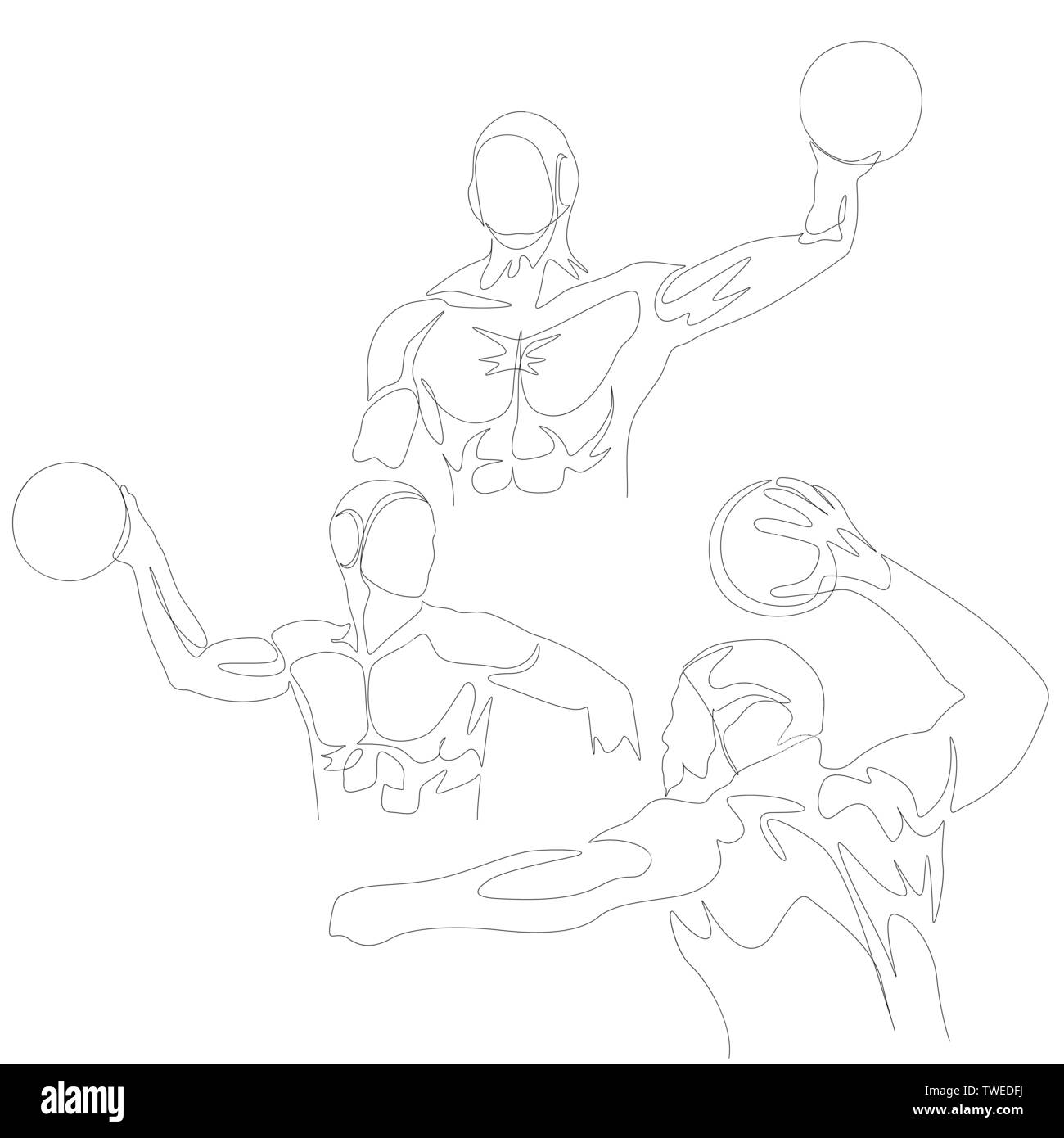 Une ligne continue joueur de water-polo. Jeux Olympiques d'été. Vector Illustration de Vecteur