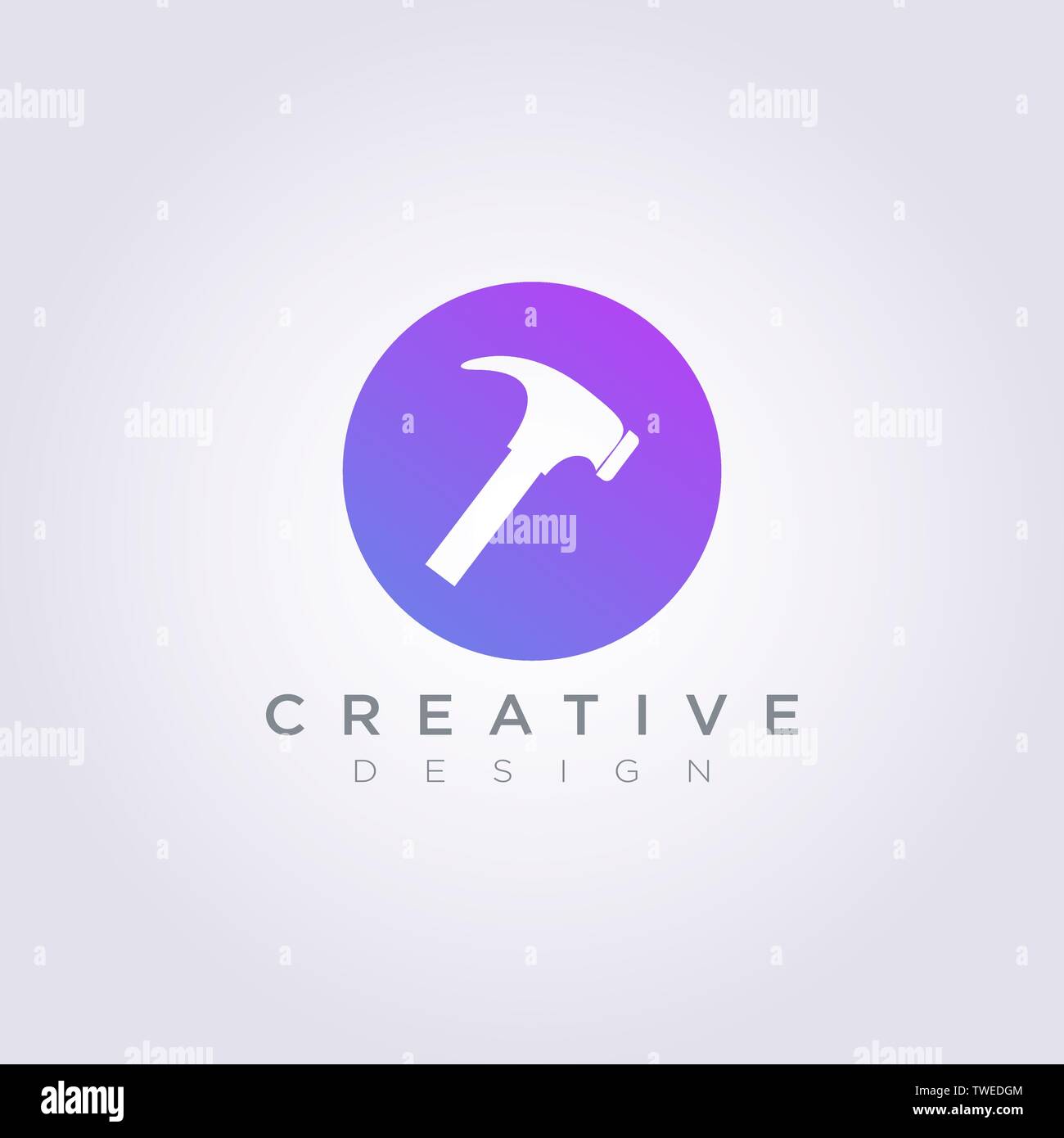 Cercle marteau Vector Illustration Design Logo Symbole Clipart Modèle. Illustration de Vecteur