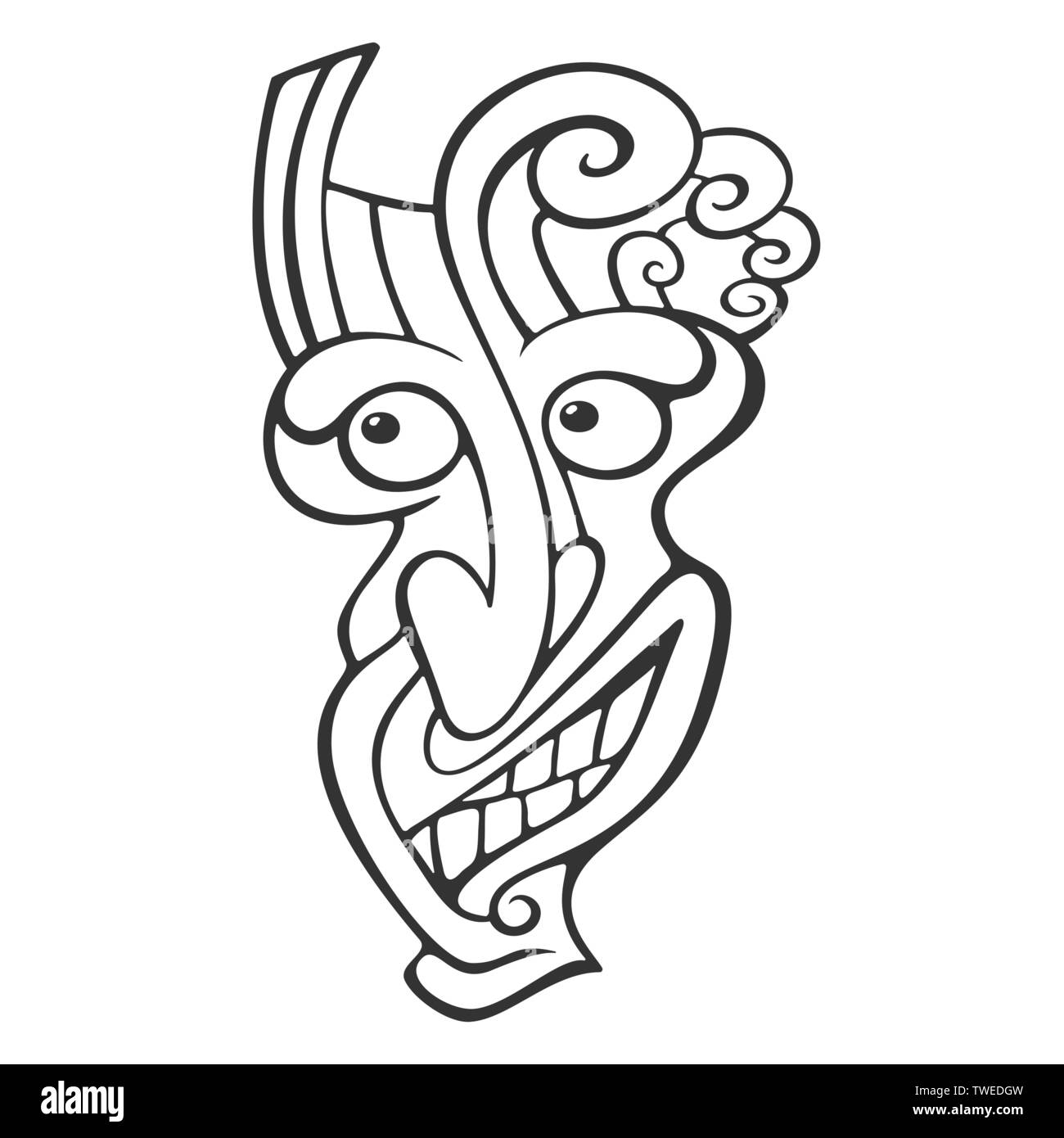 Tête de Tiki Art en ligne Illustration de Vecteur