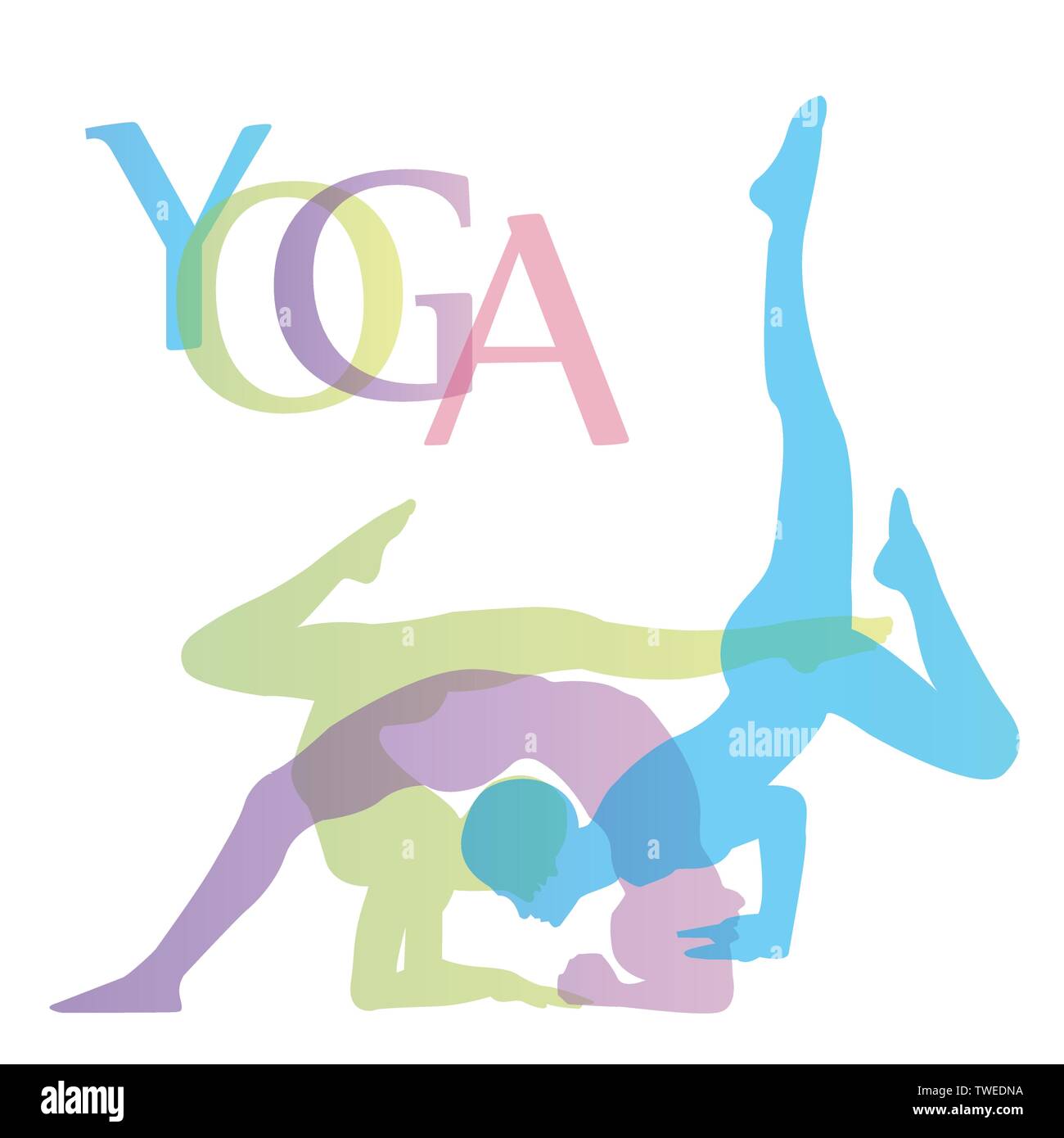 Postures de yoga silhouette colorée Illustration de Vecteur