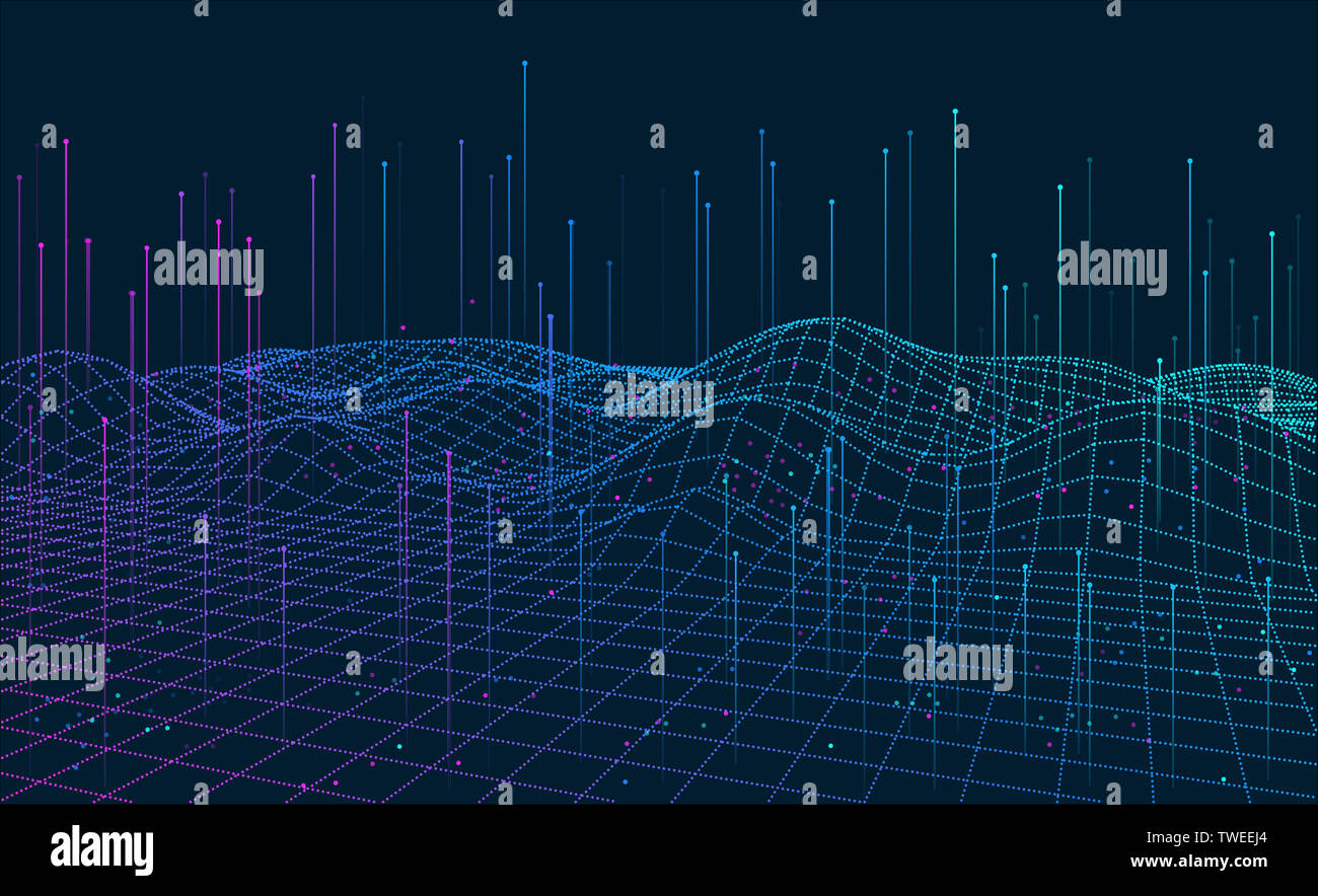 Résumé Contexte réseau tridimensionnel du big data concept, graphiques à l'intelligence artificielle concept Banque D'Images